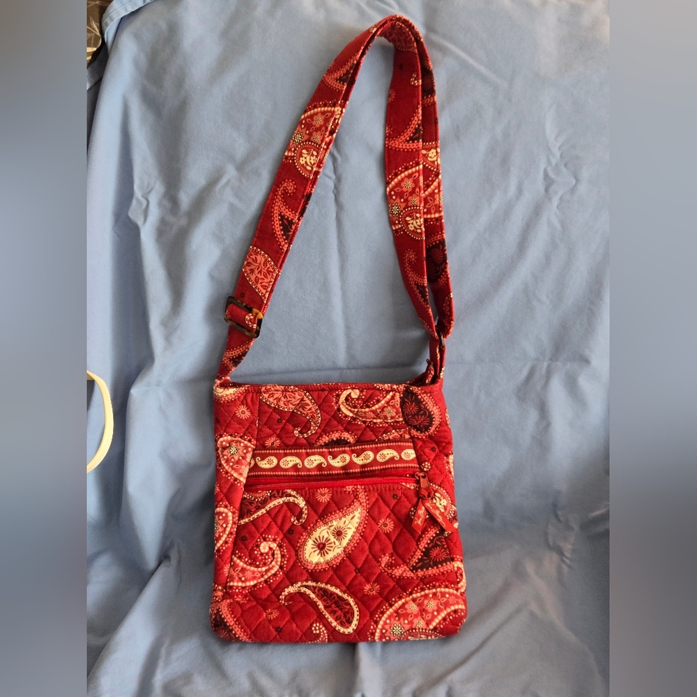 Vera Bradley Shoulder Handbag Purse Red Paisley